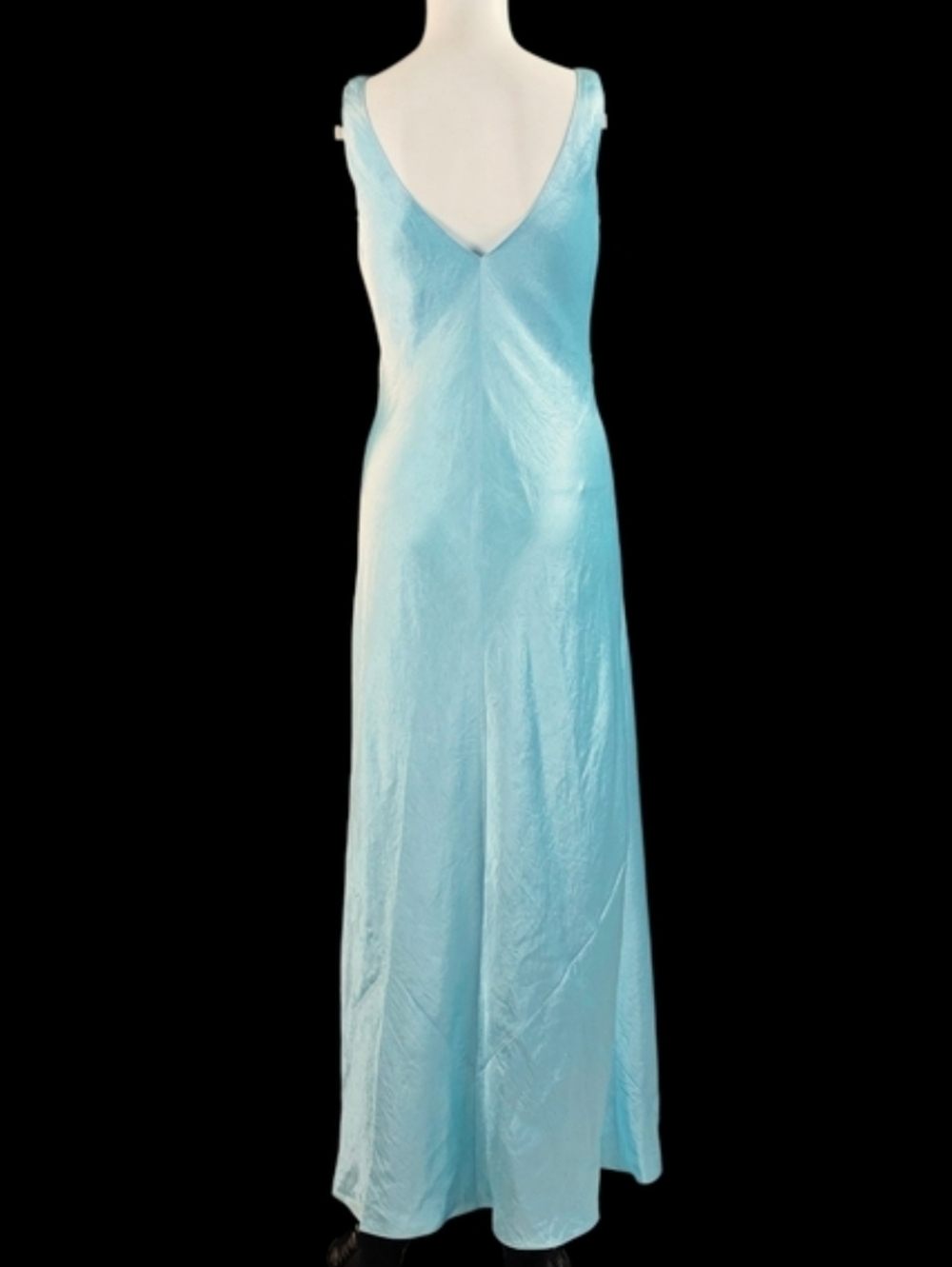 Vince V-neck Maxi Slip Dress Light Lagoon Beautiful Crinkle Satin Finish! - Picture 8 of 12